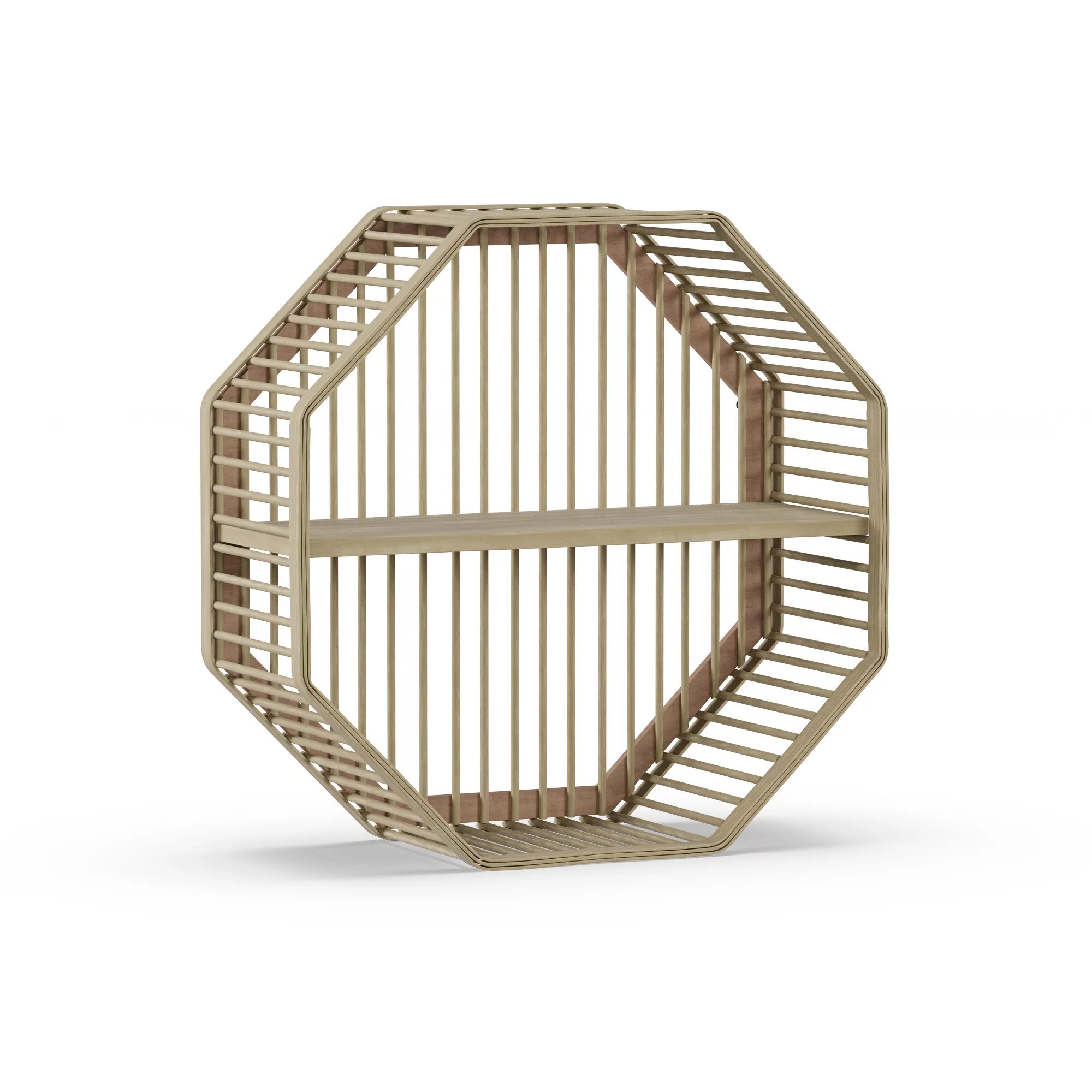 MoDRN Natural Boho Hexagon Rattan Wall Shelf | Walmart (US)