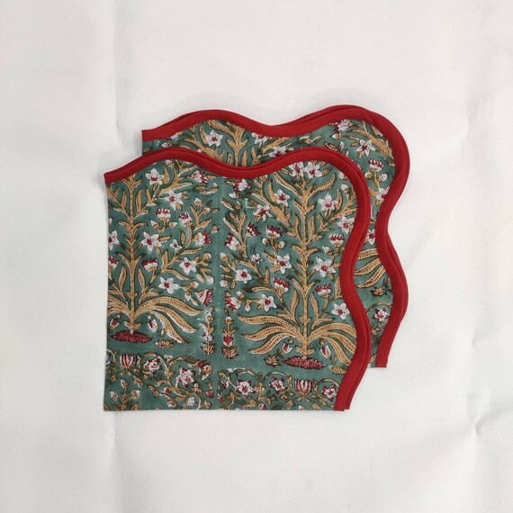 Cotton dinner napkins, indian cotton napkins, hand printed napkins, cocktail napkins, table cloth... | Etsy (US)