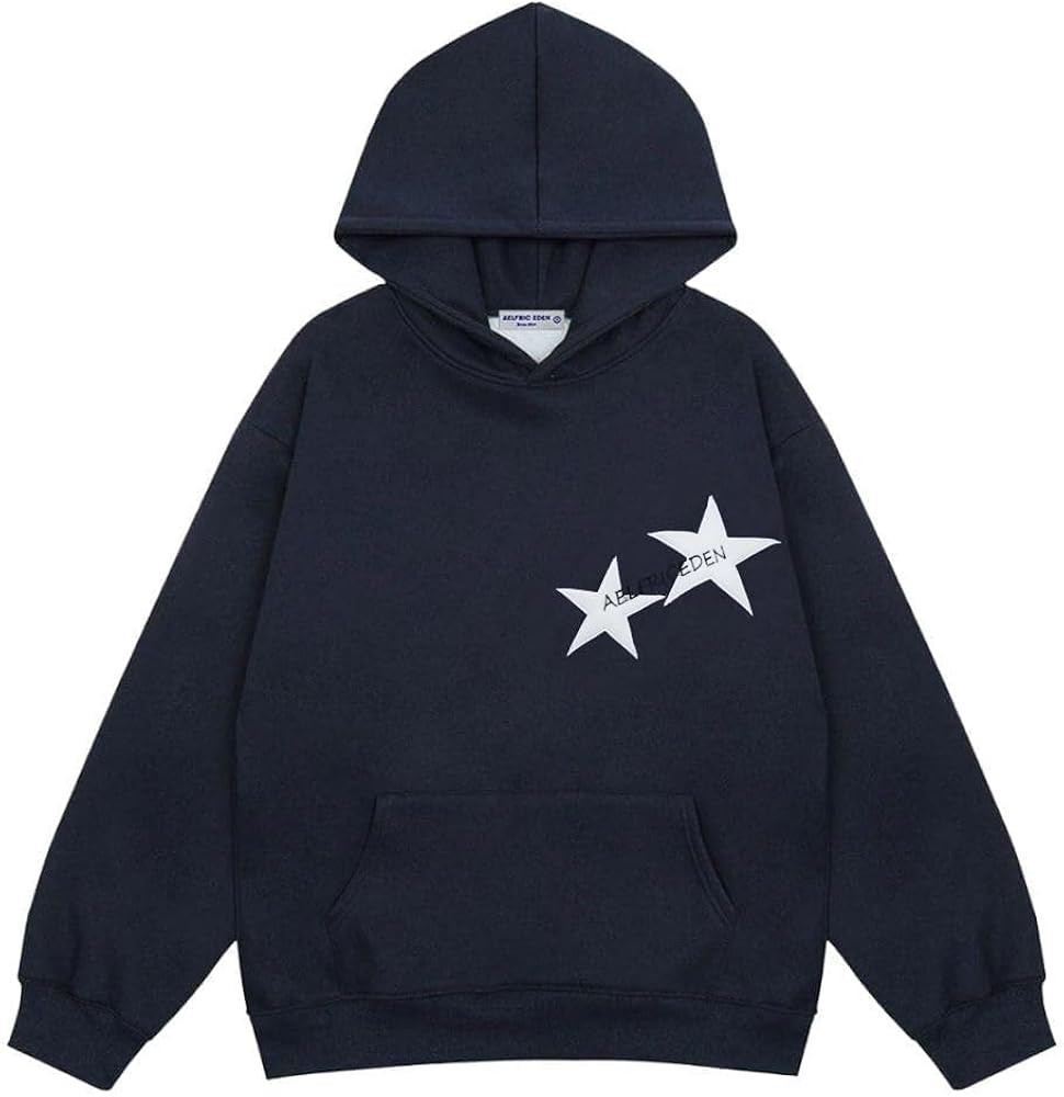 Aelfric Eden Mens Star Oversized Hoodie Print Streetwear Casual hoodies y2k Hooded Sweatshirt | Amazon (US)