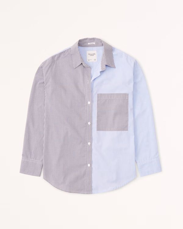 Oversized Colorblock Poplin Button-Up Shirt | Abercrombie & Fitch (US)