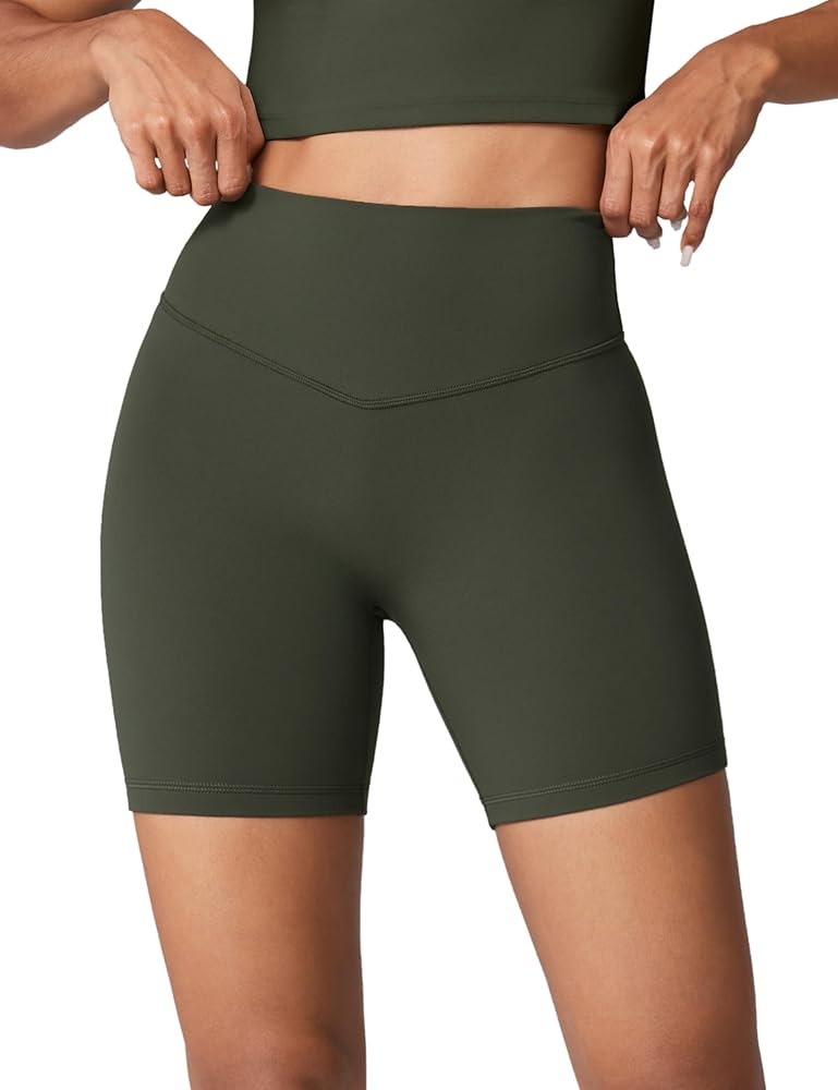 Hugcurve No Front Seam High Waisted Workout Biker Shorts for Women 6 Inches Tummy Control Buttery... | Amazon (US)