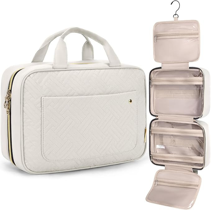 BAGSMART Toiletry Bag Travel Bag with Hanging Hook, Water-resistant Makeup Cosmetic Bag Travel Or... | Amazon (US)