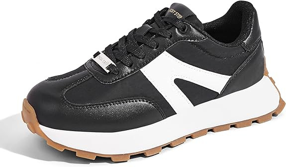 LUCKY STEP Women's Platform Fashion Sneakers Retro Classic Trainers Casual Lace-up Stylish Tennis... | Amazon (US)