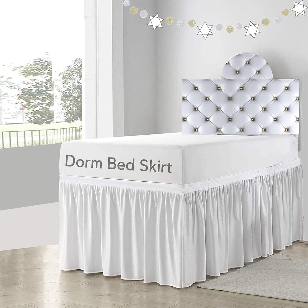 Cottingon Dorm Room Bed Skirt, 100% Microfiber, White, Twin XL-32 Drop | Amazon (US)