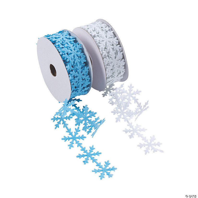 1" - Snowflake Die-Cut Ribbon Rolls - 2 Pc. | Oriental Trading Company