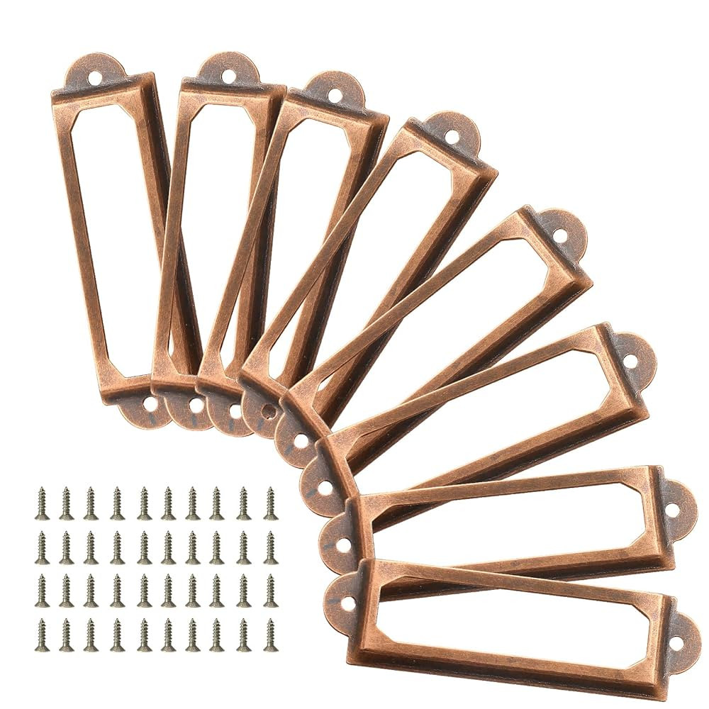 Piutouyar 40Pcs Antique Label Holder 60mm x 17mm Metal Name Card Frame for Library Drawer Tags Of... | Amazon (US)