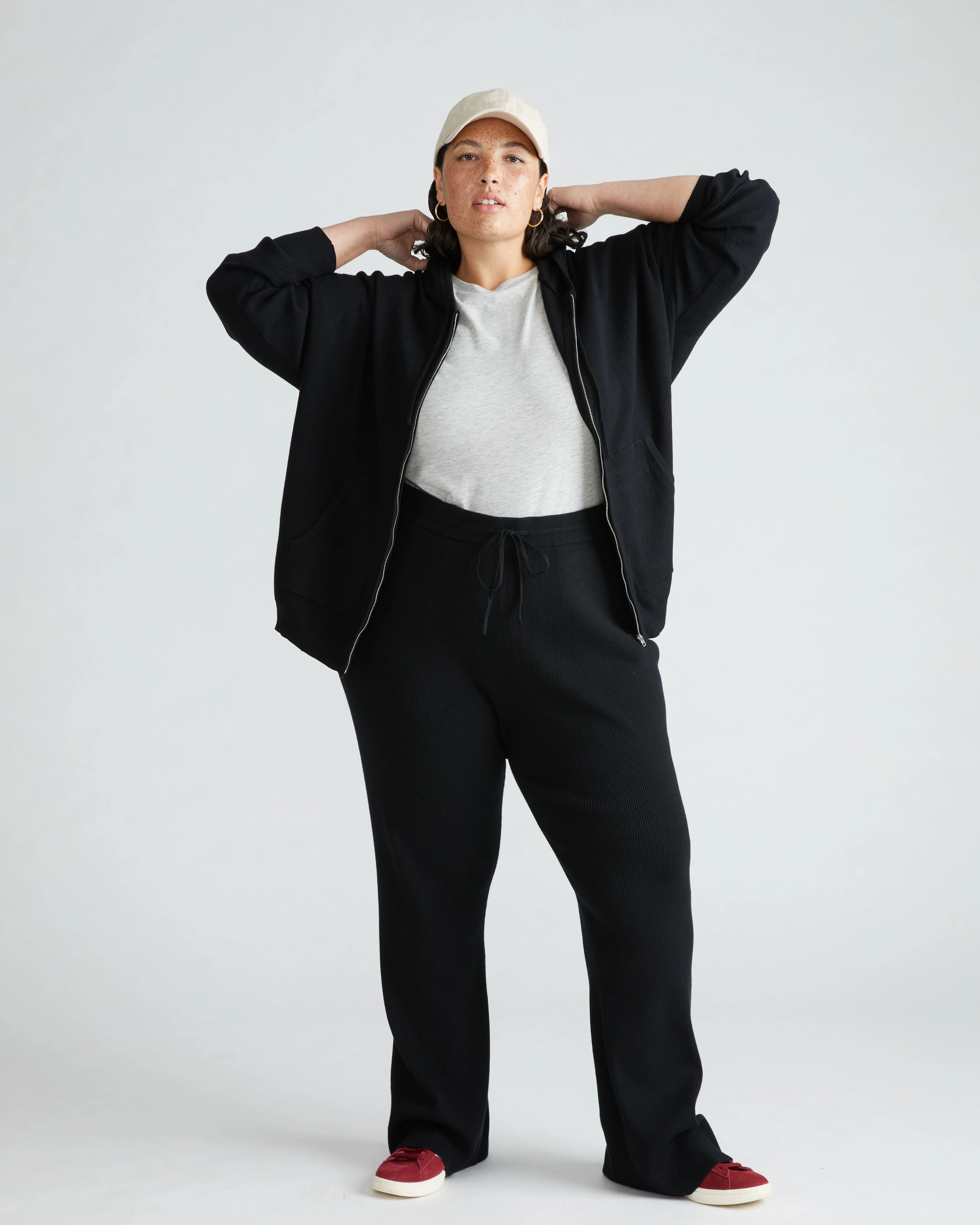 Knitted Mila Zip Hoodie - Black | Universal Standard