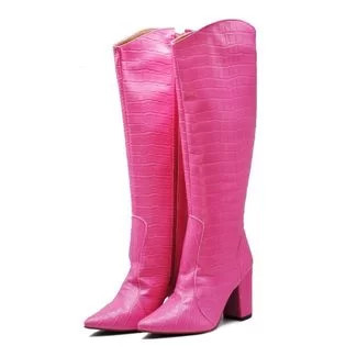 Bota Feminina Cano Longo com Zíper Craquelê Rosa Azaleia Lançamento | Dafiti (BR)