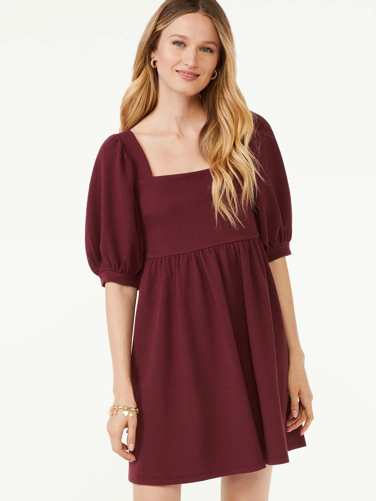 Scoop Women's Square Neck Babydoll Dress | Walmart (US)