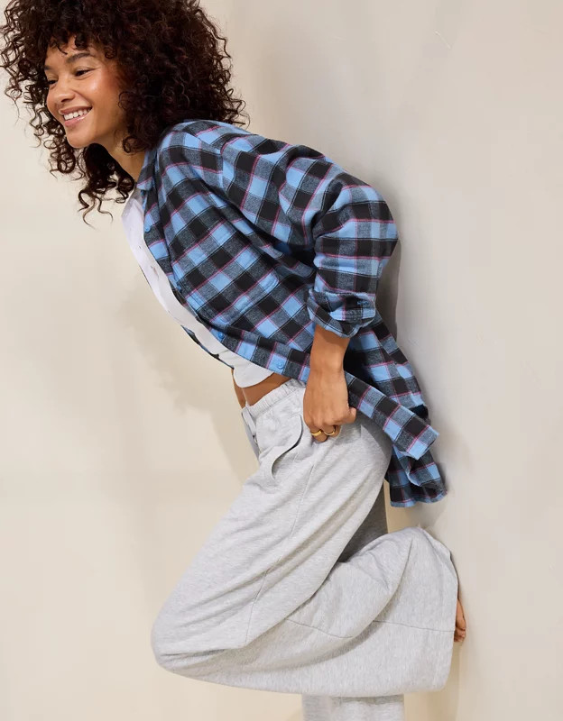 Aerie Anytime Fave Flannel Button Down Shirt | Aerie