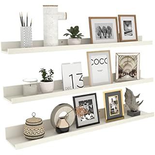 Giftgarden 36 Inch Floating Wall Shelves Creamy White Beige Wood-Grain, Large Picture Ledge Long ... | Amazon (US)