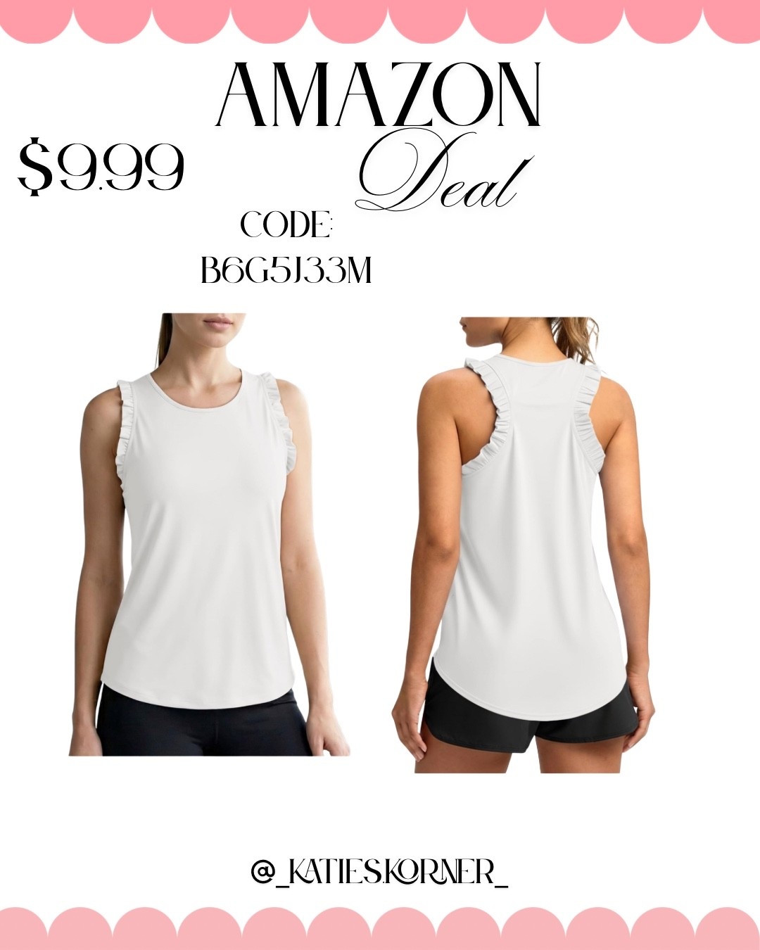 I love the ruffle detail on this workout tank. Currently on deal for just $9.99 with code B6G5J33M

#LTKOver40 #LTKSaleAlert #LTKfitnessgoals