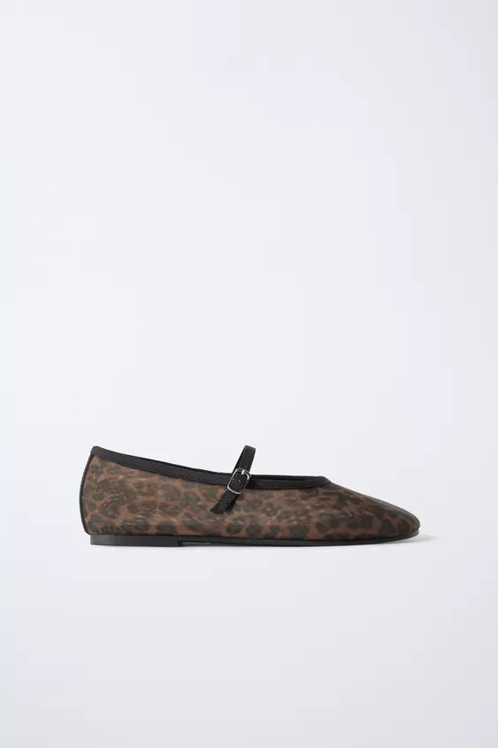 ANIMAL PRINT ORGANZA BALLET FLATS | Zara US