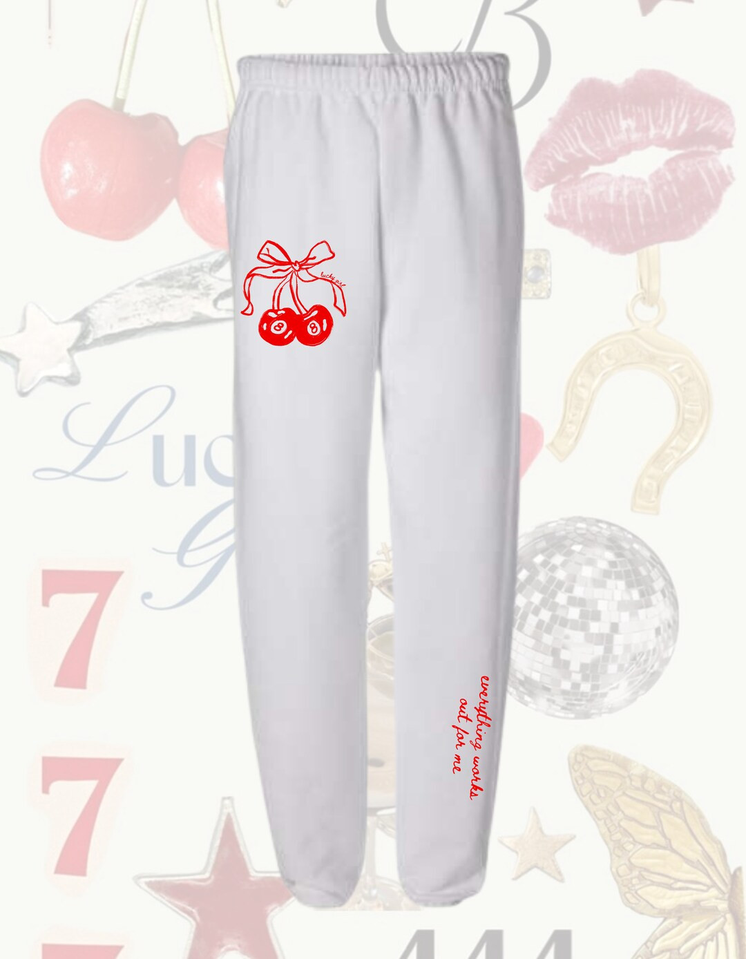 Lucky Girl Cherry Sweatpants - Etsy | Etsy (US)