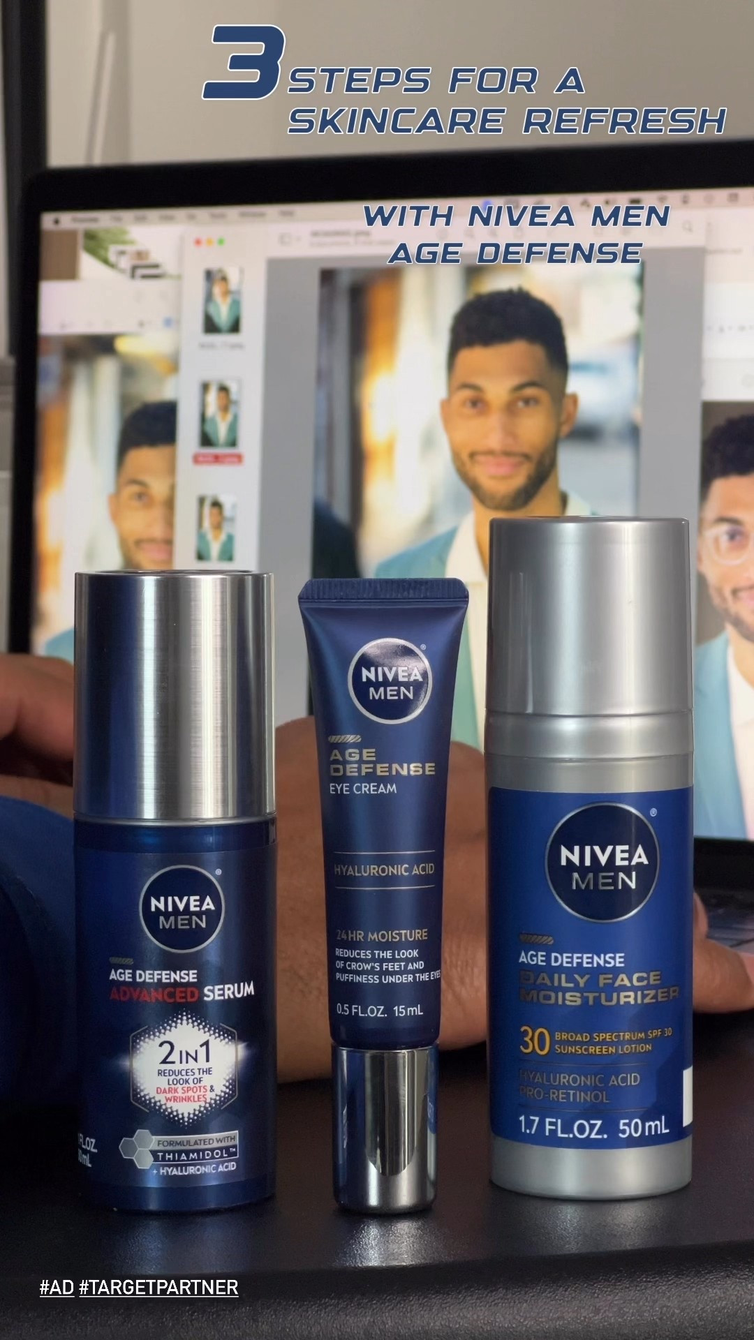 #ad You’re 3 steps away from a skincare refresh with #NiveaMen’s #AgeDefense line:
1. The advanced face serum helps reduce the look of dark spots and lines
2. the eye cream helps lighten things up under the eyes
3. the moisturizer’s packed with hydration and SPF for 2-in-1 impact.

@NiveaMenUSA #target #targetpartner @target #grooming #skincare #men

#LTKMens #LTKFindsUnder50 #LTKBeauty
