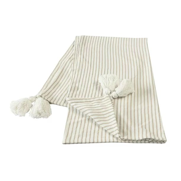 LR Home Striped Tassel Throw Blanket, Ivory / Beige, 50 in. x 60 in. | Walmart (US)