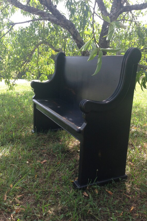 48" Black Wooden Church Pew, 16" deep, (shown with plain side panels). | Etsy (US)