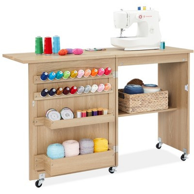 Best Choice Products Sewing Machine Table & Desk w/ Craft Storage and Trays - Light Brown | Target