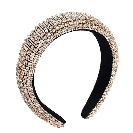HZEYN Padded Rhinestone Headband Wide Bejewelled Hairband Sparkly Party Headband Hair Accessories... | Amazon (US)