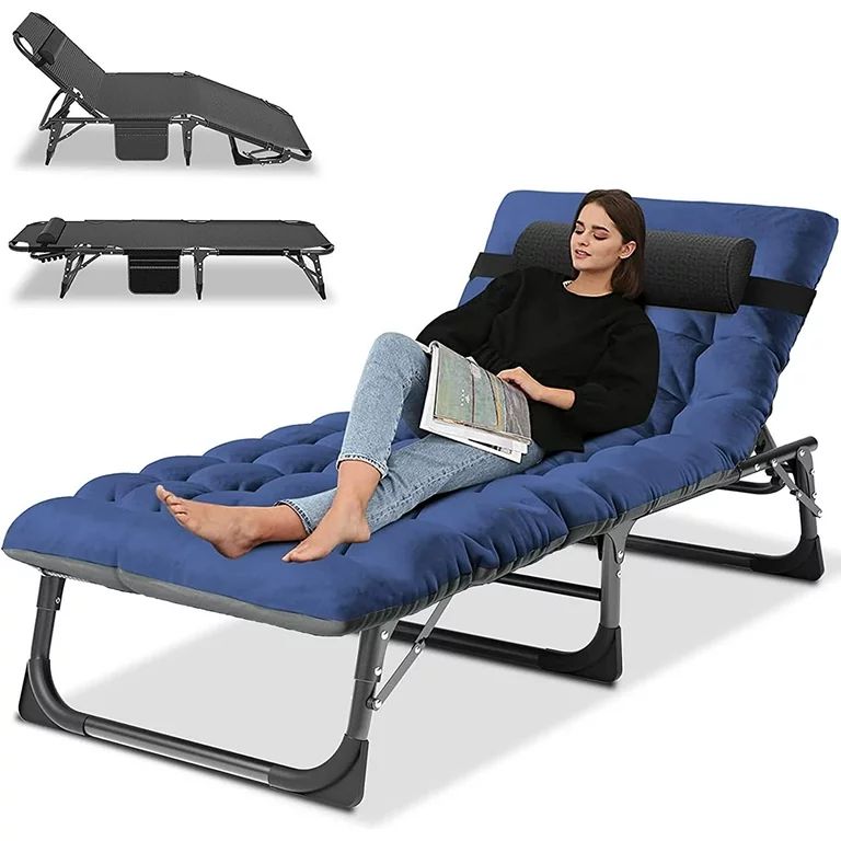 Slsy Folding Lounge Chair, 5-Position Adjustable Outdoor Reclining Chair, Folding Sleeping Bed Co... | Walmart (US)