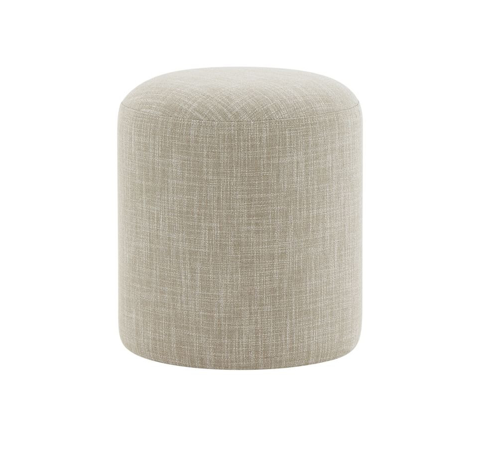 Auburn Ottoman, Poly, Yarn Dyed Linen Weave, Natural, Dark Mineral | West Elm (US)
