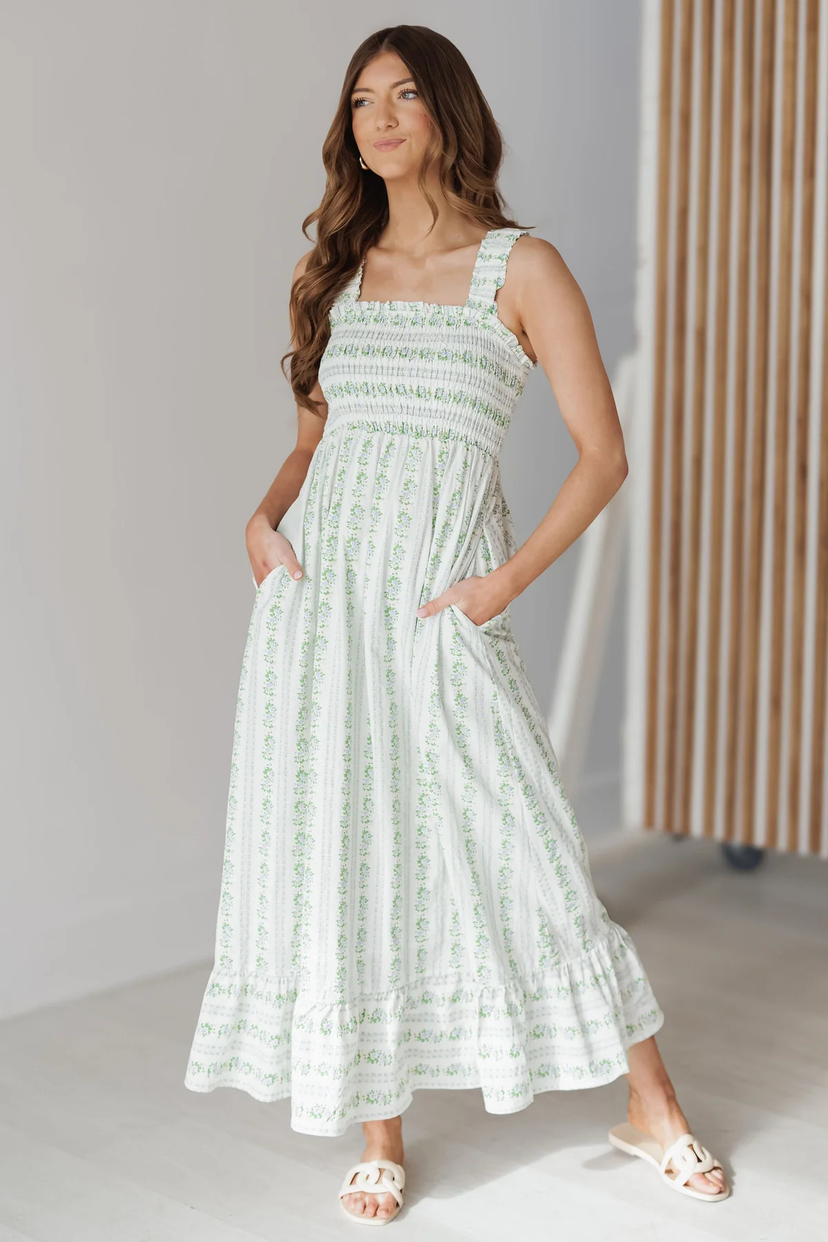 Haley Dress - M.Blue/Off White | Landry Kate