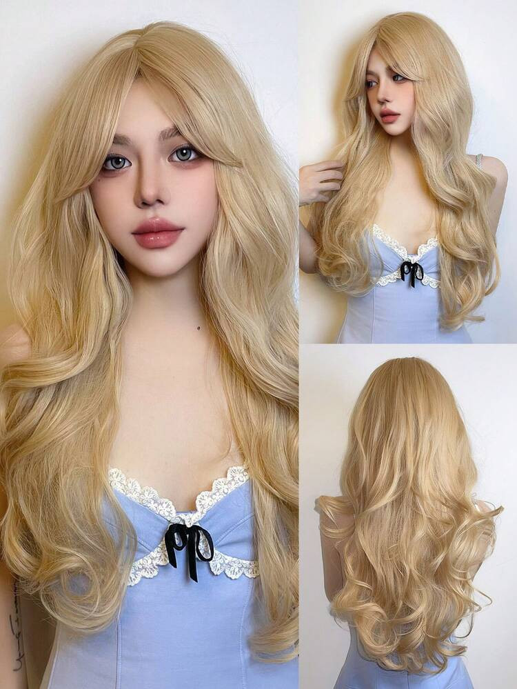 HAIRCUBE HAIRCUBE 28 Inch Long Wavy Blonde Curls High-Temperature Heat-Resistant Chemical Fiber W... | SHEIN
