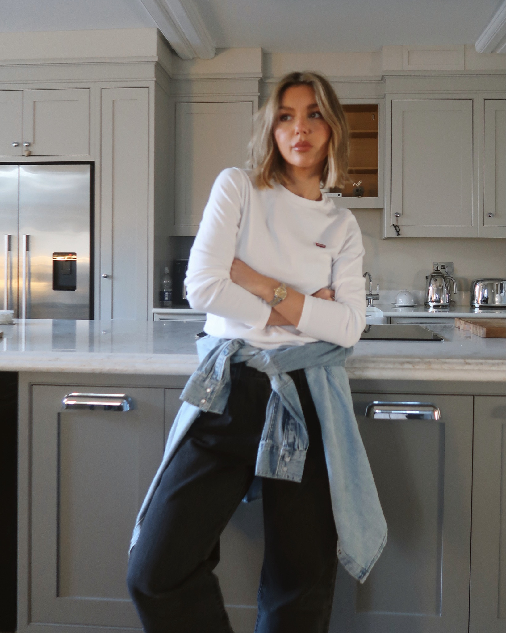 LEVI’S styling double denim 🪡 The most perfect fitting jeans & softest basics do exist. These are timeless classics! I’m wearing size 27 in denim | Small in tops | medium in shirt 

#LTKgrwm #LTKuk #LTKstyletip