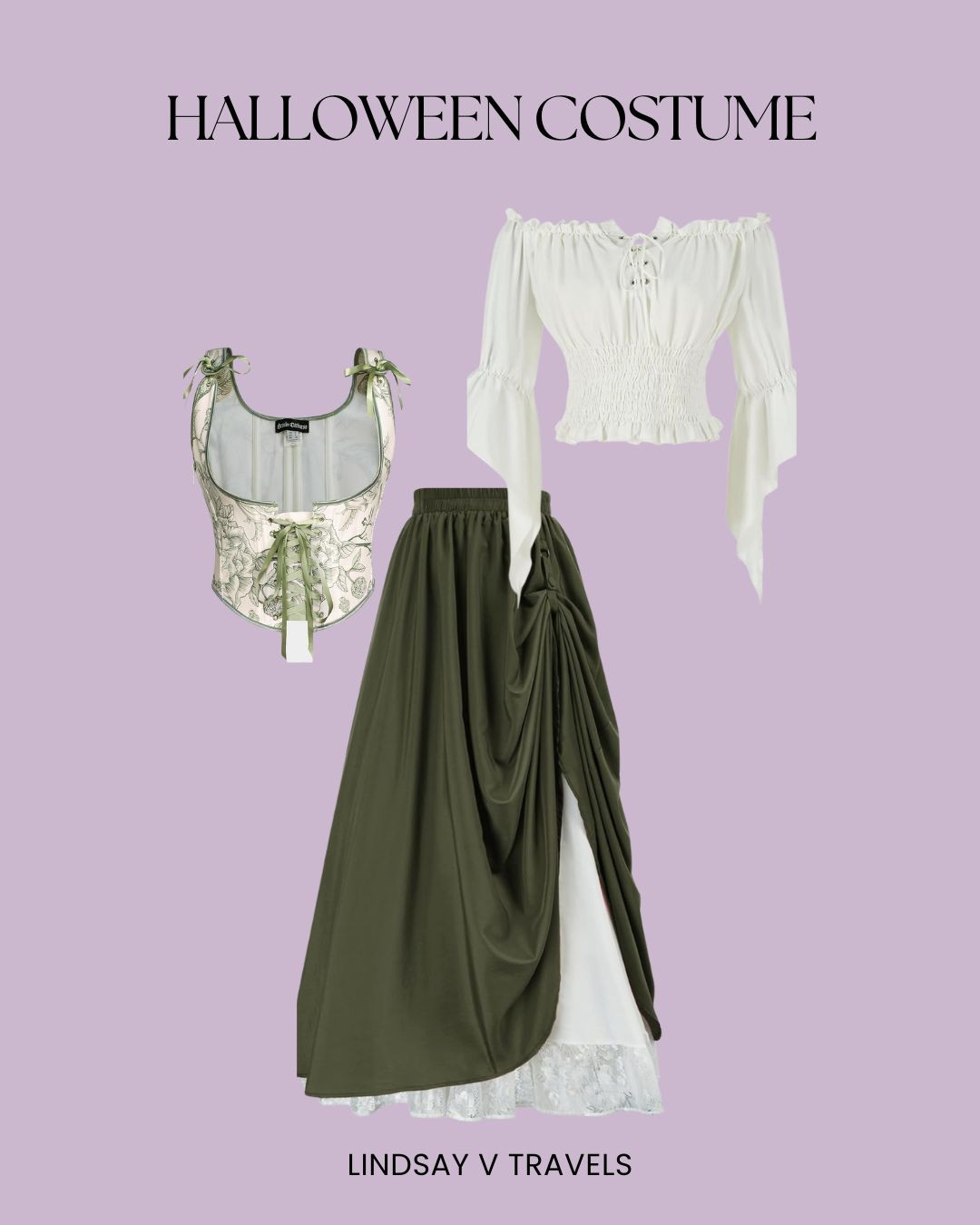 Fairytale ready 🌿🤍 This green + white corset with the Renaissance shirt gives total royal elegance. Linking the full look!

#LTKFallSale #LTKHalloween #LTKSeasonal