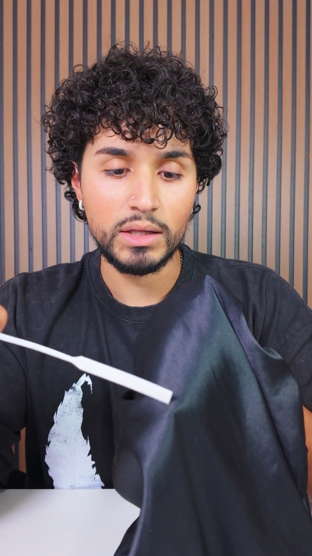 Defined curls after a rough night comes from using satin bonnet