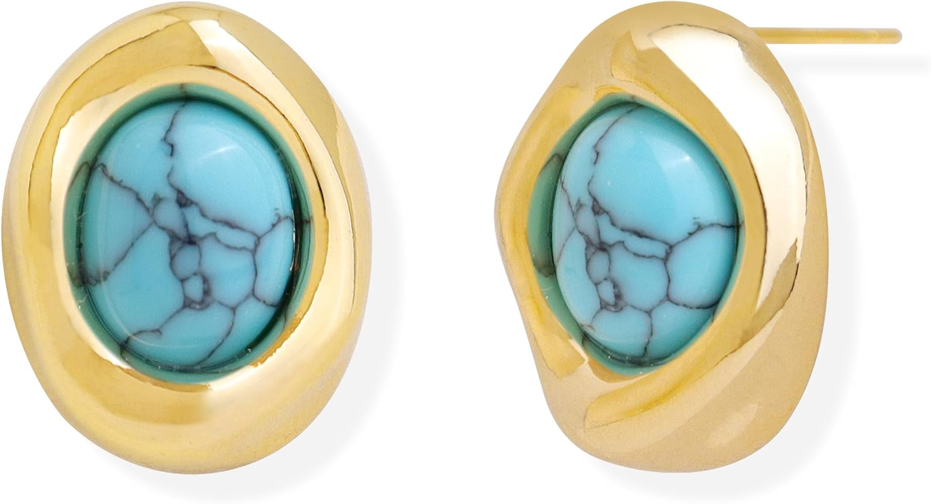 Jean Beau Chunky Gold Stone Stud Earrings for Women, Trendy Natural Gemstone Hypoallergenic Earin... | Amazon (US)