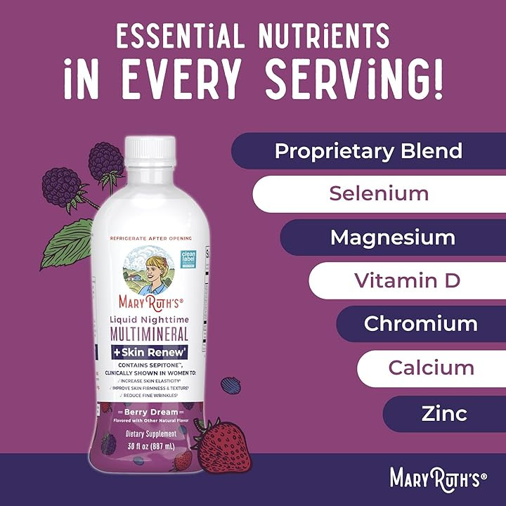MaryRuth's Liquid Nighttime Liquid Multimineral + Skin Renew | Clinically Shown in Women to Reduce Fine Wrinkle &... | Amazon (US)