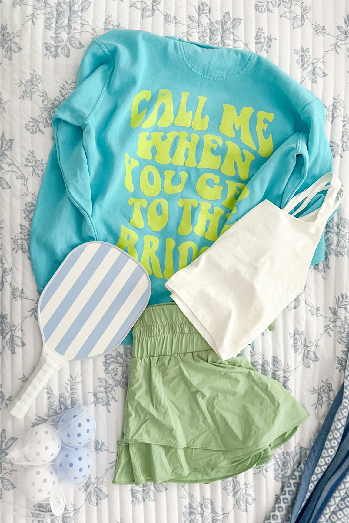 Pickleball uniform, call me when you get to the bridge sweatshirt beach bum surf co, New England style, cape cod style, preppy, grandmillennial, coastal granddaughter style

#LTKSeasonal #LTKActive #LTKMidsize