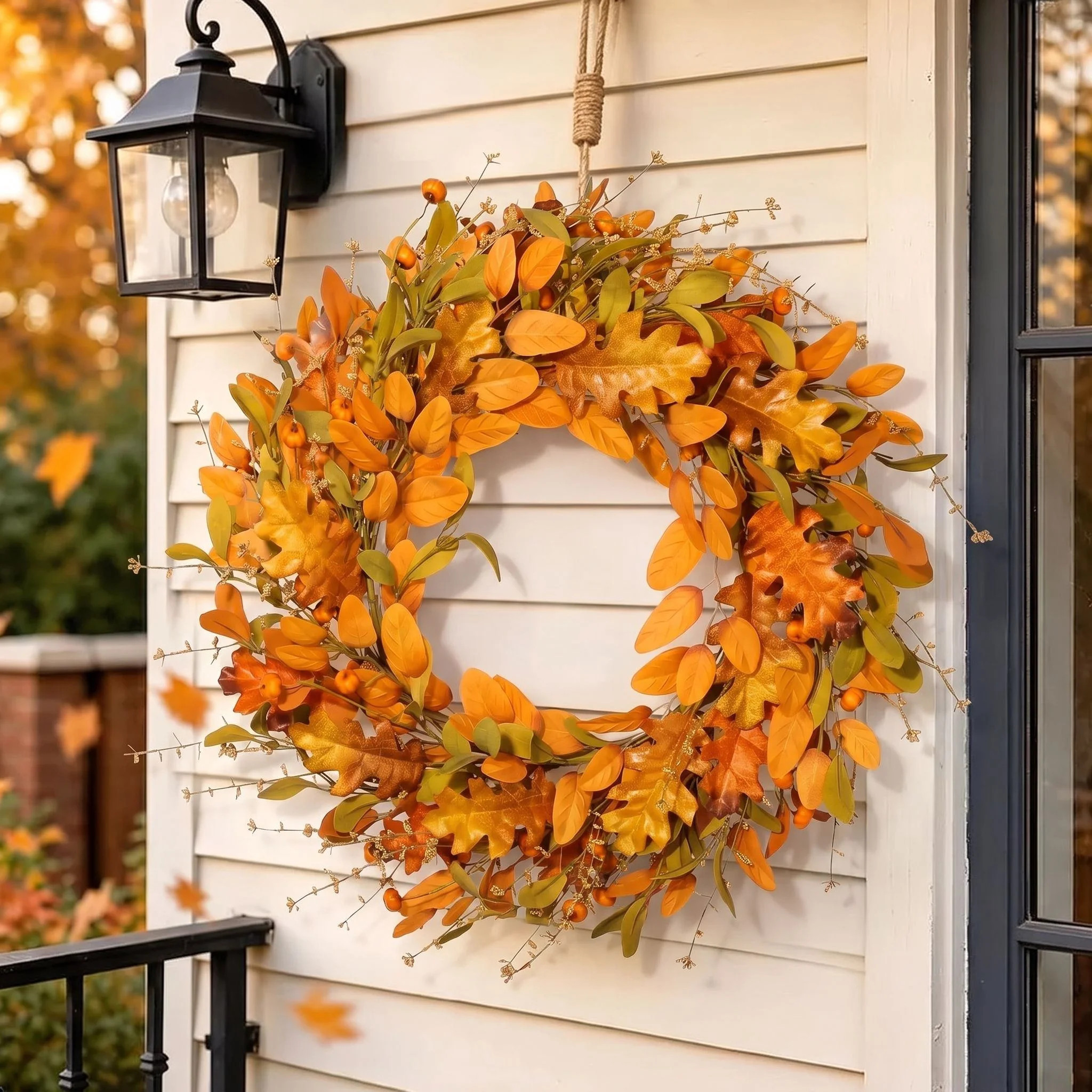 Scidweet Fall Wreath for Front Door, 22" Artificial Mixed Leaves Autumn Wreaths for Home Farmhous... | Walmart (US)
