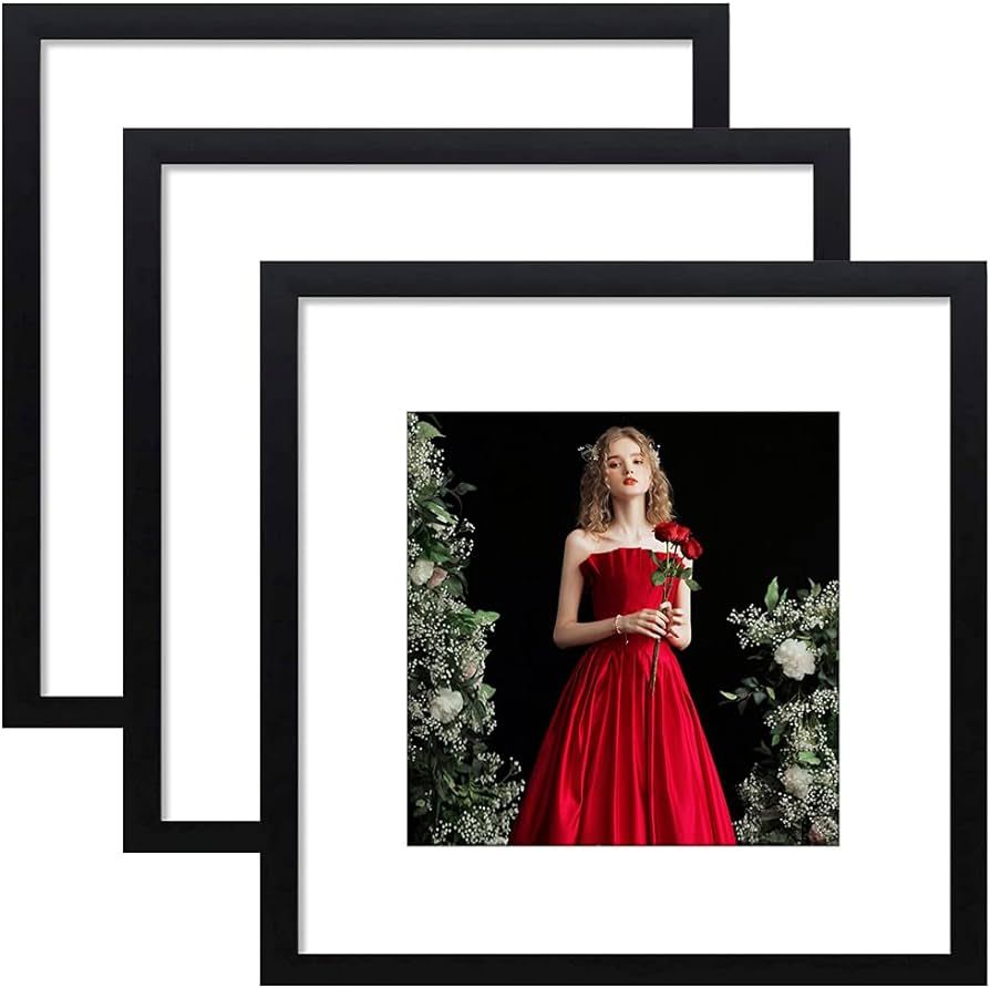 20x20 Frame Black, 20x20 Picture Frame without Mat Or 16x16 with Mat, Wood Photo Frames for Wall ... | Amazon (US)
