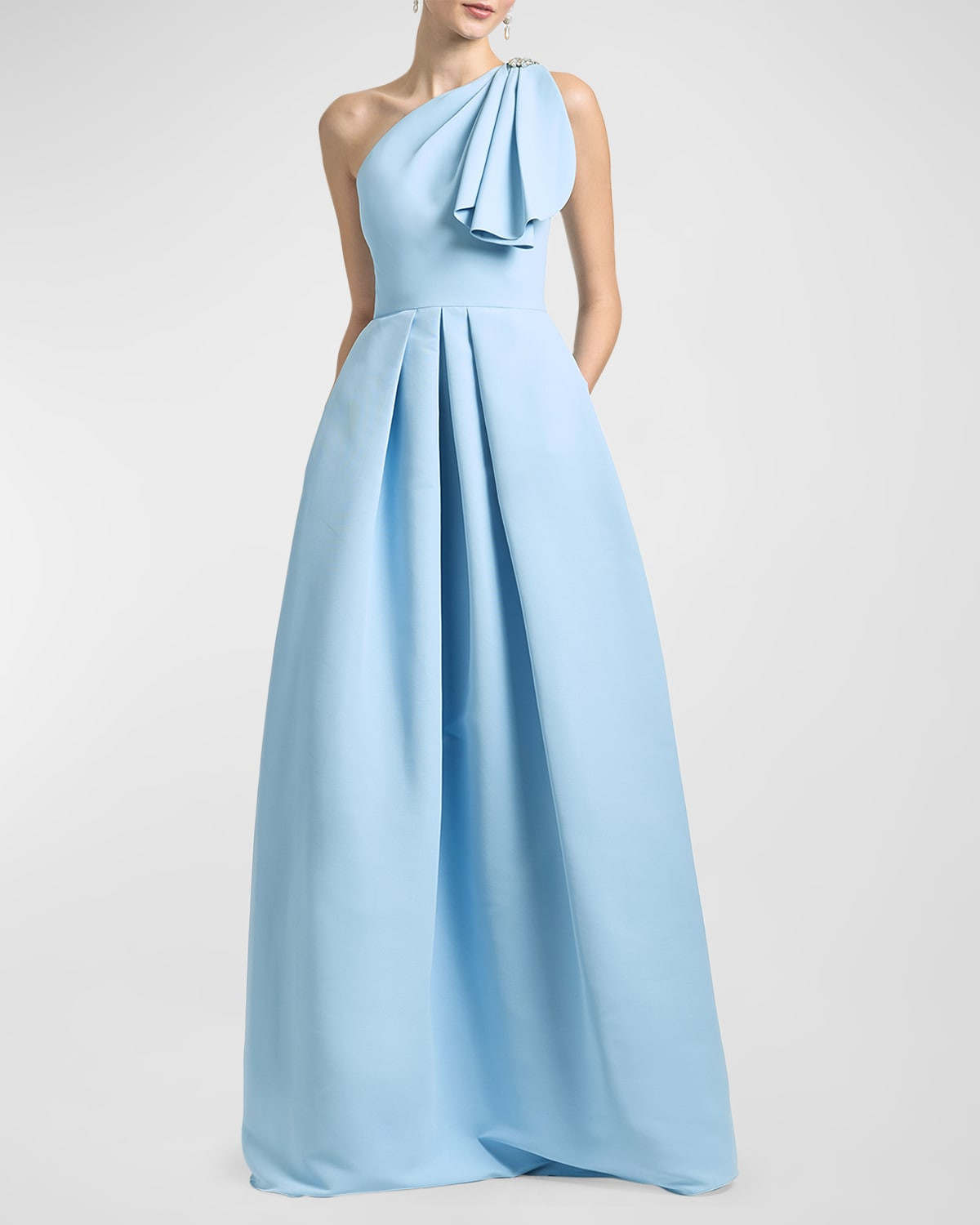 Martina Pleated Draped One-Shoulder Gown | Neiman Marcus