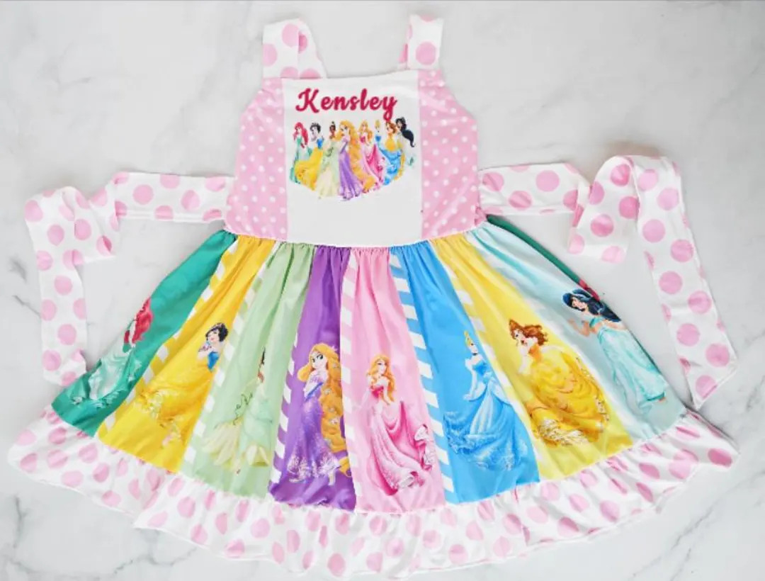 Princess Dress Twirl Panel. Disney Dress Birthday Ariel Cinderella, Belle, Jasmine, Tangle Snow T... | Etsy (US)