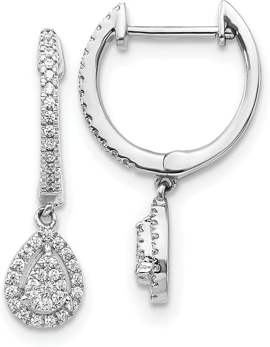 Avariah 14k White Gold Diamond Teardrop Hinged Hoop Earrings 20mm 23mm | Amazon (US)