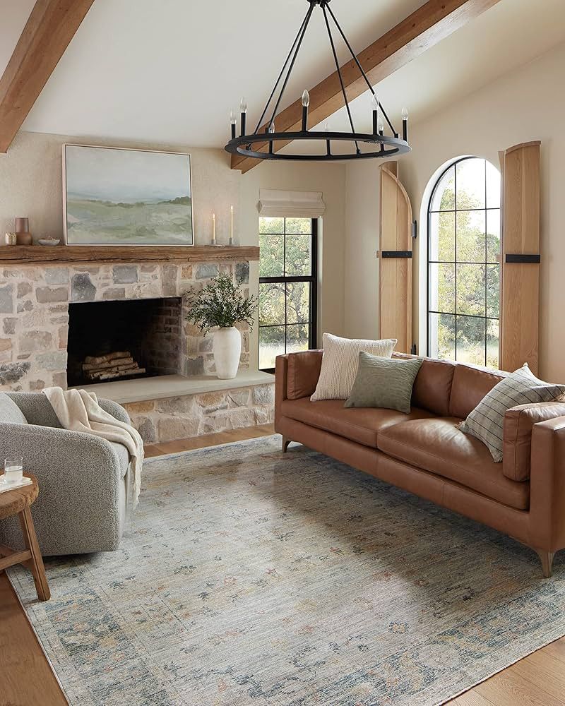 Magnolia Home by Joanna Gaines x Loloi Millie Collection MIE-04 Slate / Multi 7'-10" x 10' Area R... | Amazon (US)