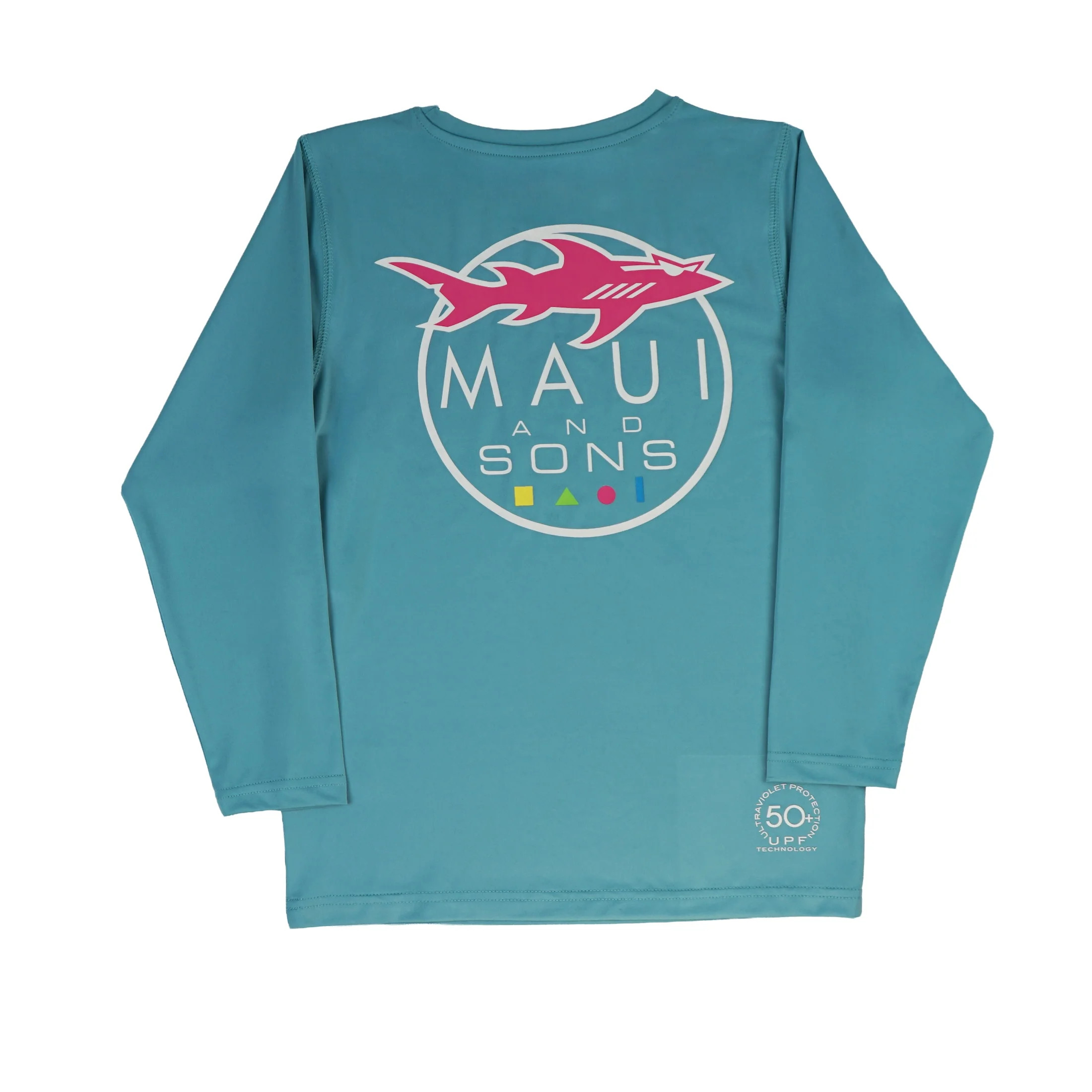 Maui and Sons Boys LS Sunshirt, Shark Logo Swim Shirt, Deep Ocean, Outdoor UPF Activewear | Walmart (US)