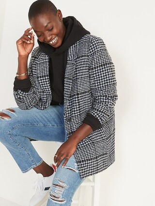 Oversized Plaid Soft-Brushed Tweed Blazer for Women | Old Navy (CA)