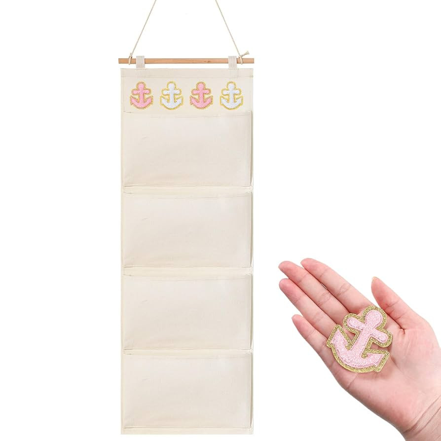 Fish Extender Cruise Gift Hanging Organizer with 4 Pockets and 4 Pcs Iron on Anchor Patches Cabin... | Amazon (US)
