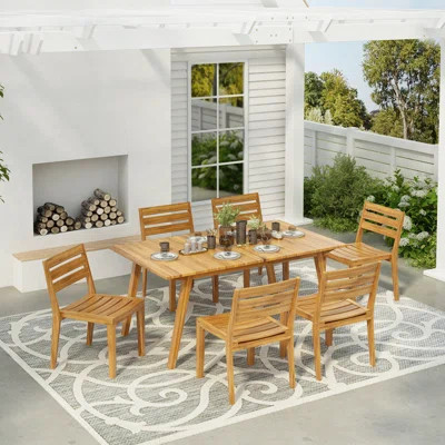 Durable Acacia Wood Outdoor Dining Set, Ideal for Elegant and Long-Lasting Gatherings | Wayfair North America