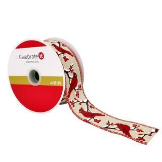 1.5" Faux Linen Wired Cardinal Ribbon by Celebrate It™ Christmas | Michaels Stores