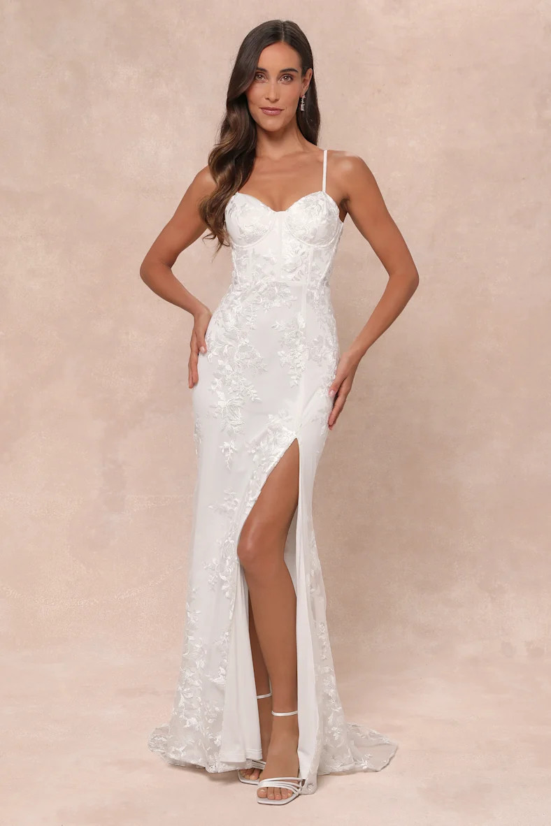 Ethereal Elegance White Embroidered Lace-Up Maxi Dress | Lulus