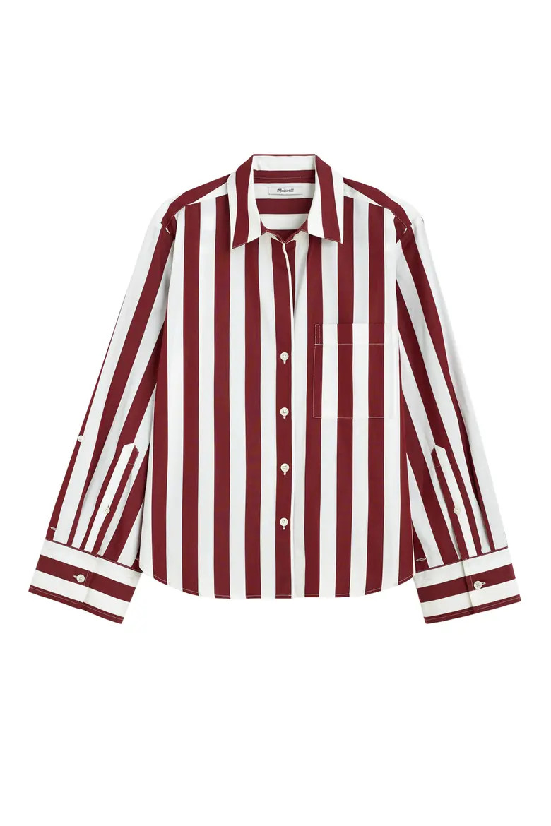 The Signature Cotton Poplin Y-Neck Shirt (Women) | Nordstrom | Nordstrom