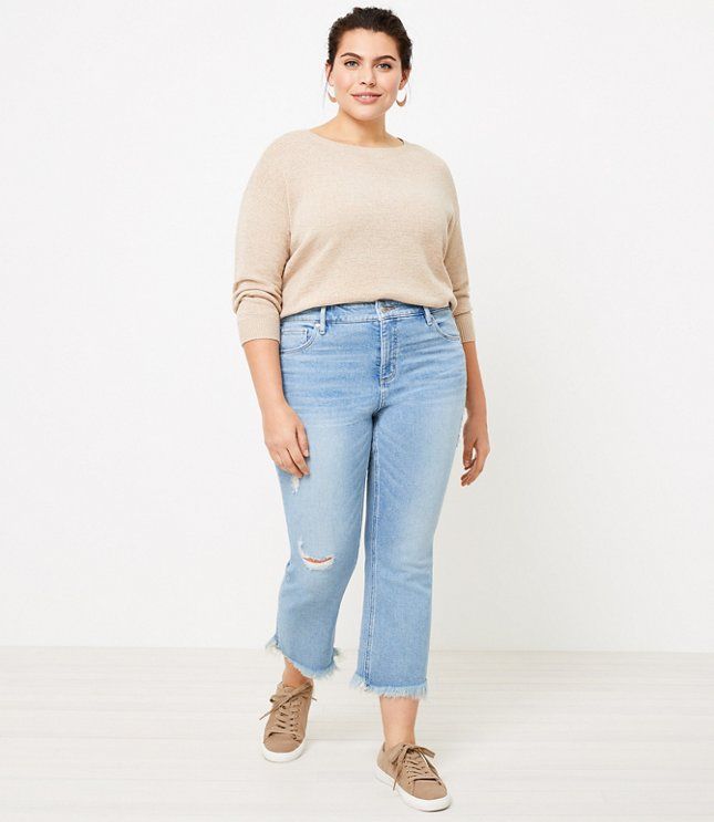 High Waist Flare Crop Jeans in Light Indigo Wash | LOFT