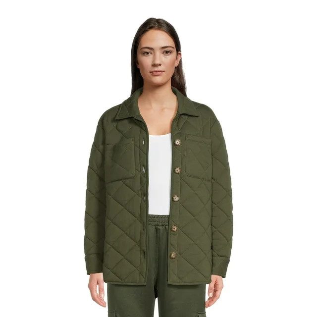 Time and Tru Women's Quilted Jersey Shacket, Sizes XS -XXXL | Walmart (US)
