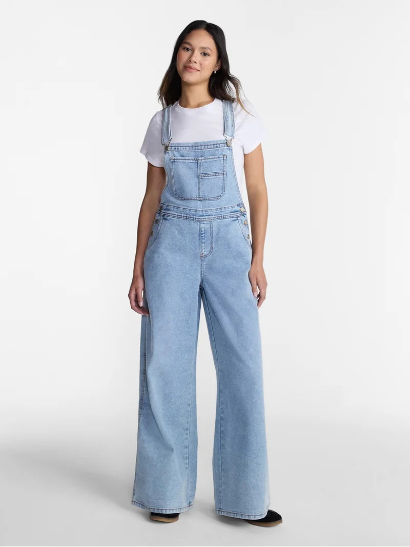 No Boundaries Wide Leg Baggy Overalls, Women's XXS-XXL | Walmart (US)