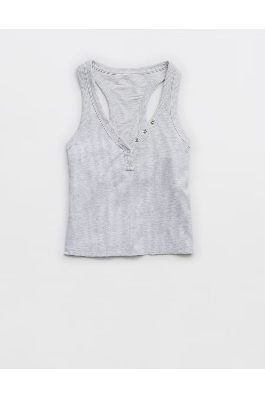 OFFLINE By Aerie Thumbs Up Heavyweight Henley Tank Top Women's Light Heather Gray XXL | Aerie